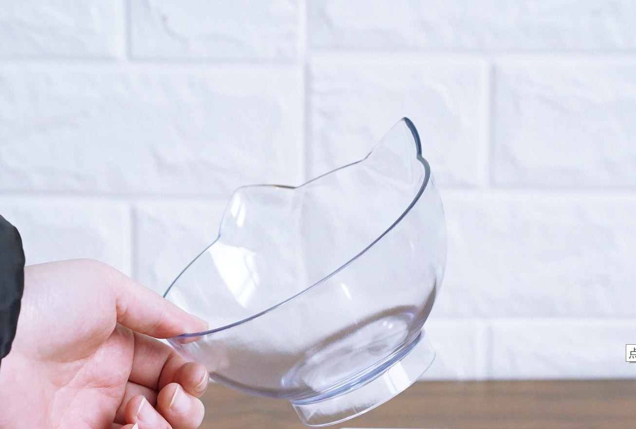 Oblique Mouth Transparent Single Pet Bowl