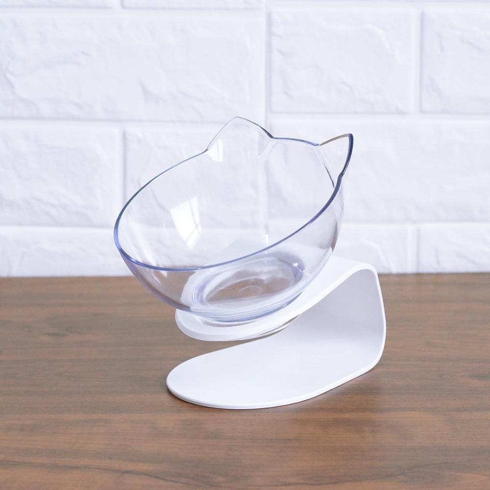 Oblique Mouth Transparent Single Pet Bowl