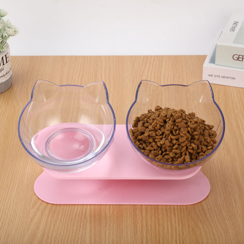 Oblique Mouth Transparent Single Pet Bowl