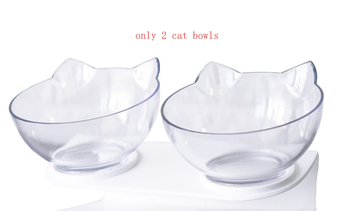 Oblique Mouth Transparent Single Pet Bowl