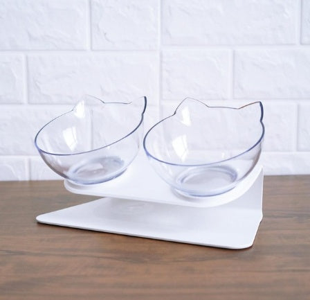 Oblique Mouth Transparent Single Pet Bowl