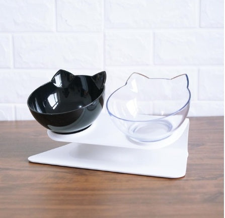 Oblique Mouth Transparent Single Pet Bowl