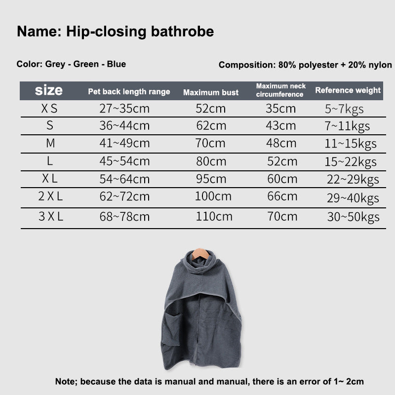Dog Bathrobe Pet Bath Cat Towel