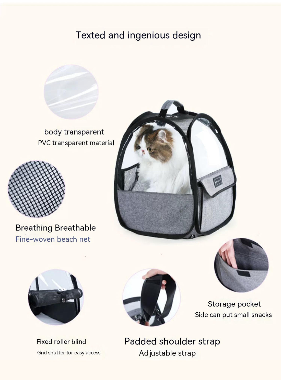 Pet Suitable Transparent Hand Cat Bag