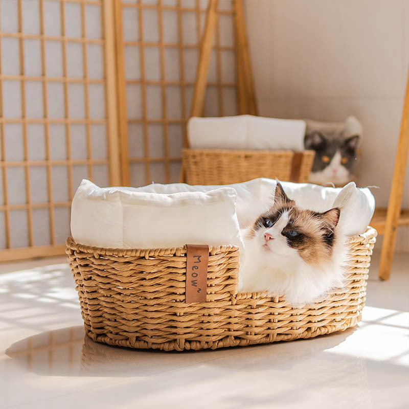 Hand-woven Rattan Basket Pet Nest