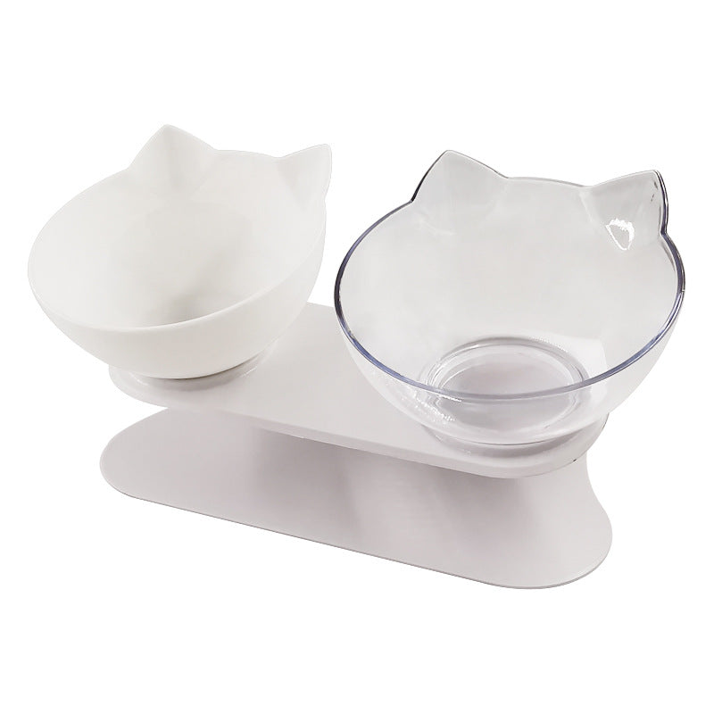 Oblique Mouth Transparent Single Pet Bowl