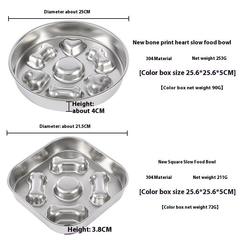 Stainless Steel Pet Slow Feeding Bowl
