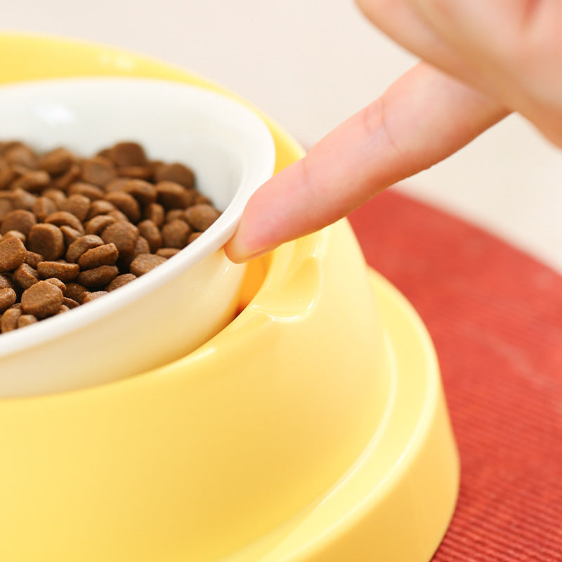 Pet Double Feeding Bowl Neck Protection